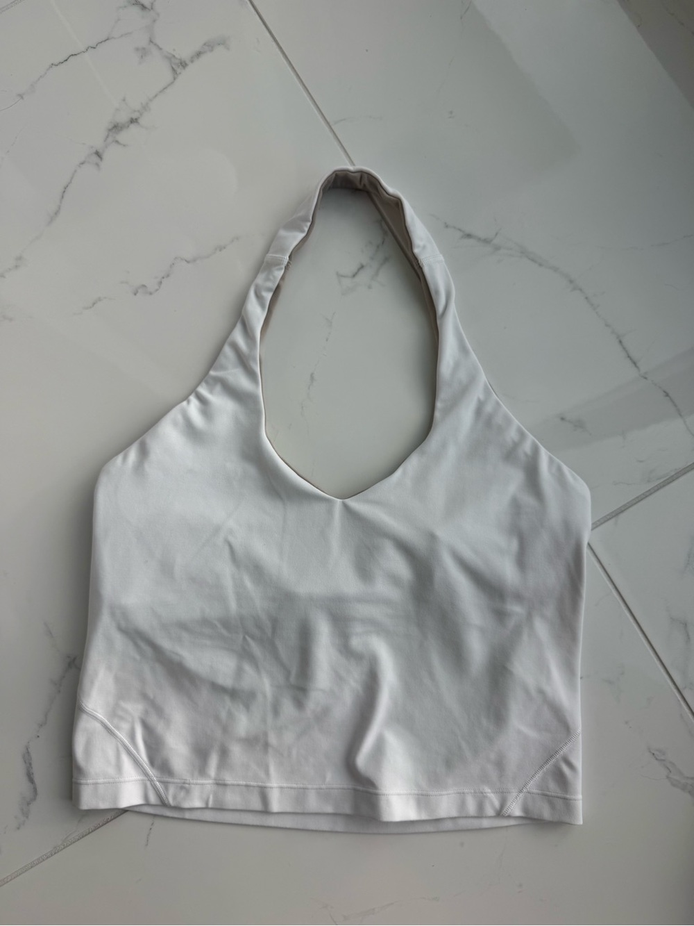 Lululemon Wundermost Ultra-Soft Nulu White Halter Tank Top